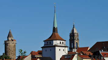 Reichenturm mit Schülerturm und Wendischem Turm vom Schützenplatz